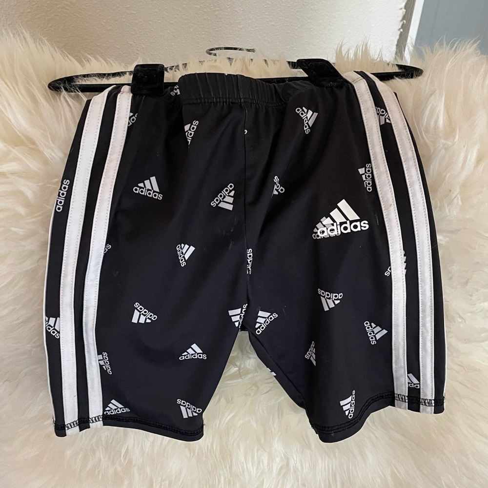 4T Adidas Kids Black Logo Athletic Shorts